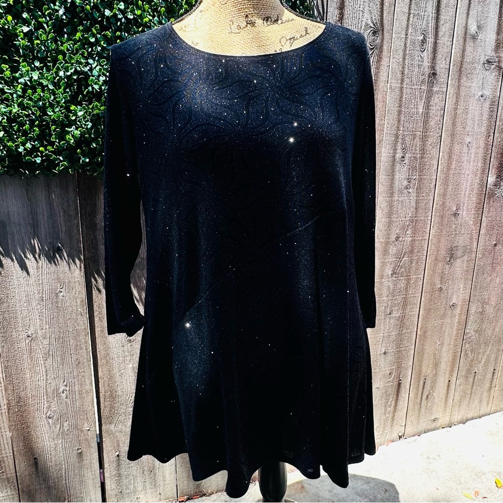 After Hours Brand Black Sparkly Tunic Top/Mini Dress